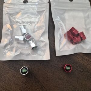 Land Rover Red and Silver Tire Valve Caps